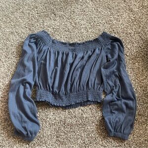 H&M Navy Smocked Blouse